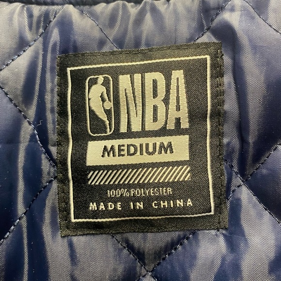 NBA Basketball White & Blue Color Block Snap Closure Bomber Jacket - Picture 10 of 10